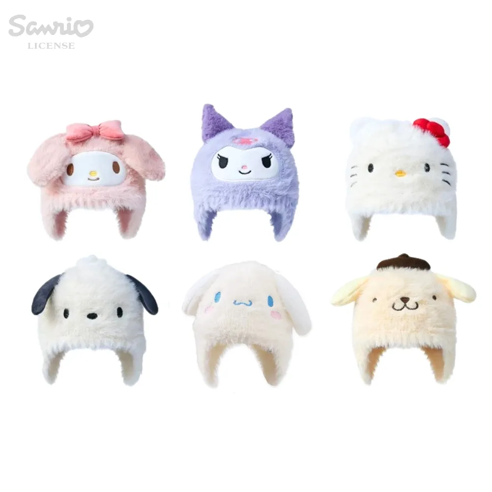 【SANRIO 三麗鷗】正版授權高質感凱蒂貓大耳狗帕恰狗布丁狗美樂蒂酷洛米兒童毛帽(孫女女兒 