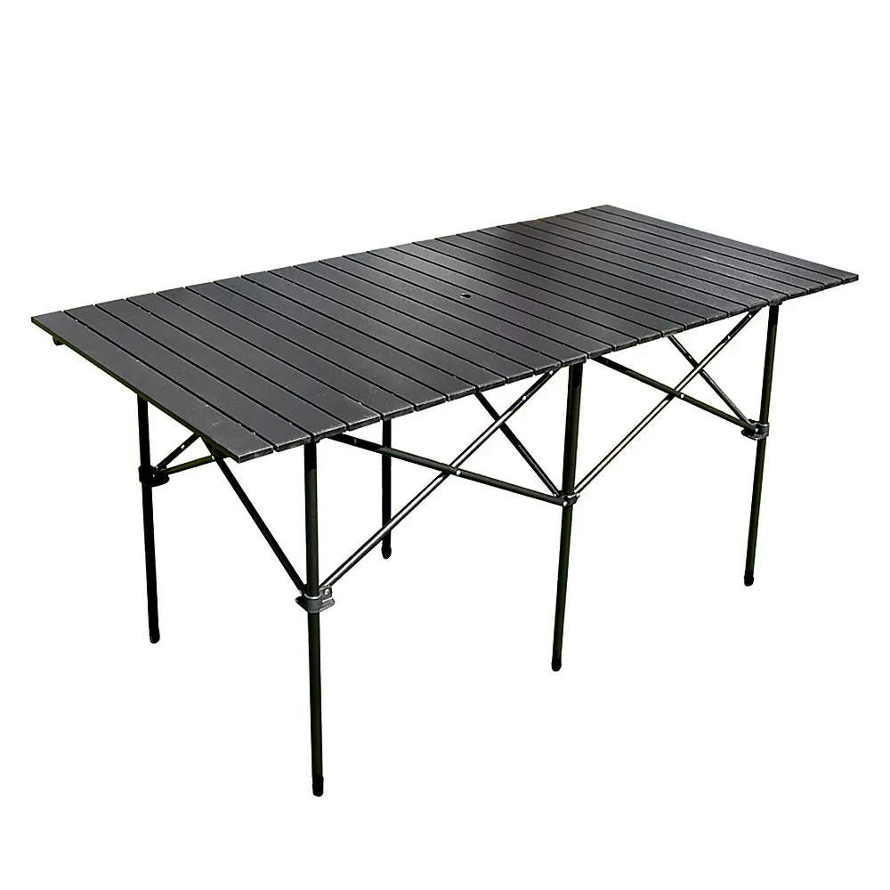 【TAS CAMP】鋁合金折疊蛋捲桌 140x70x70cm(鋁合金蛋捲桌 便攜露營桌 附贈收納袋 蛋捲桌)