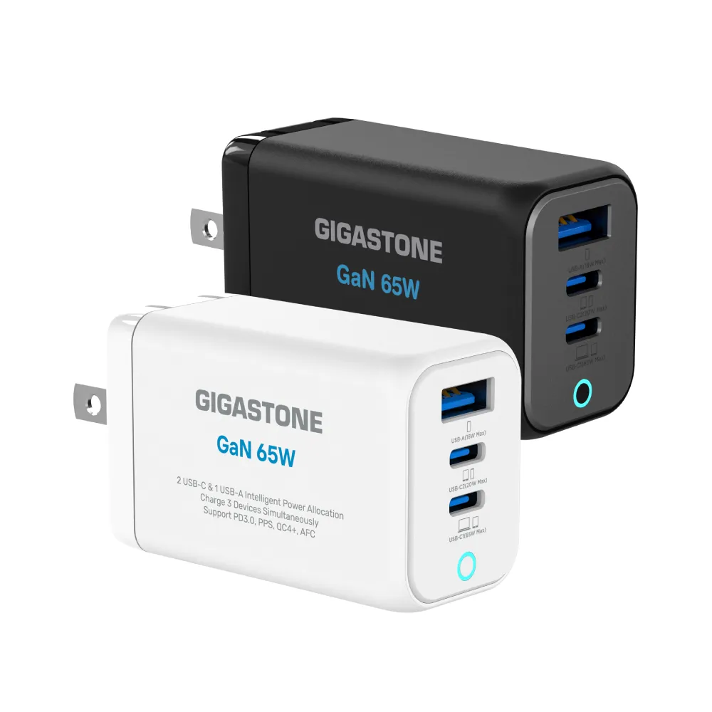 【Gigastone 立達國際】65W GaN氮化鎵三孔USB-C快充充電器PD-7656(支援iPhone18/筆電快充/MacBook充電頭)