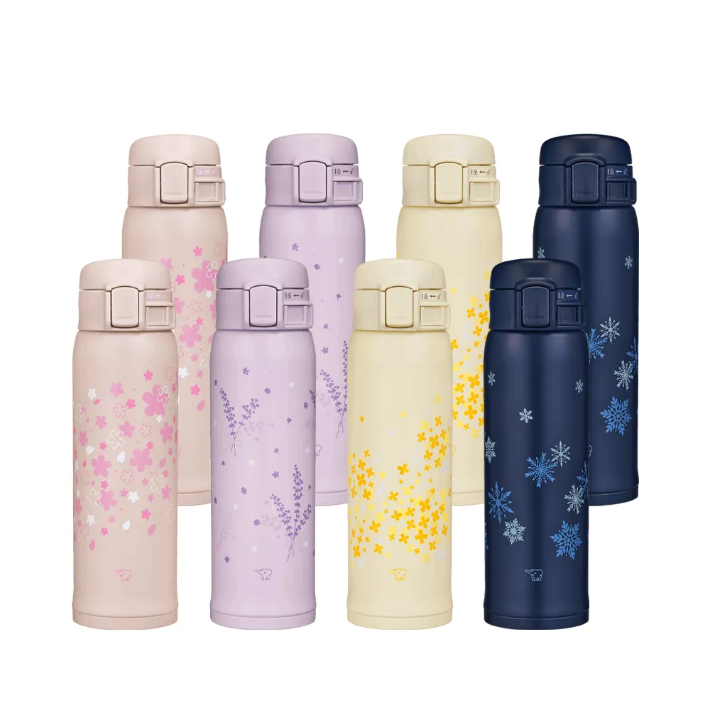 【ZOJIRUSHI 象印】MOMO獨家 買1送1 彈蓋花漾不銹鋼真空保溫保冷杯-480ml (SM-SK48EME+SM-SK48EME)
