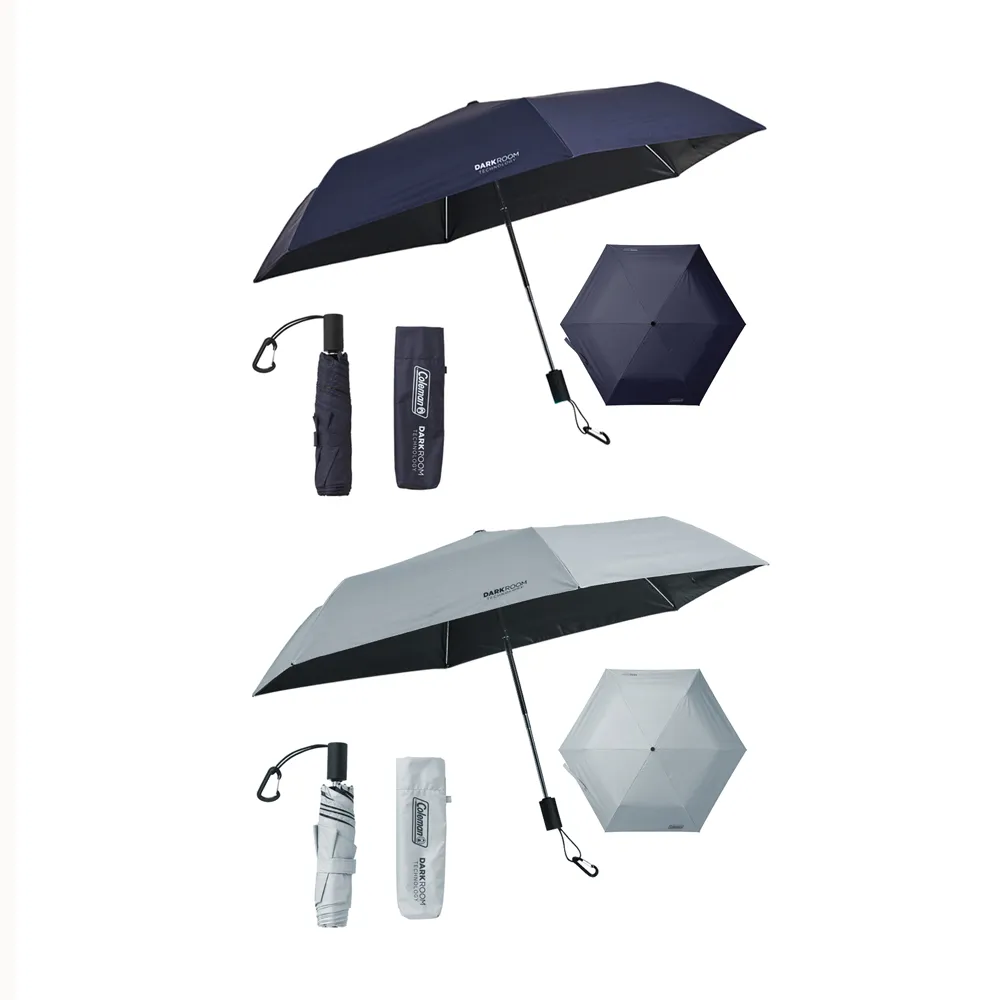 【Coleman】自動晴雨傘55 / 海軍藍 CM-43953、冰灰 CM-44026 折傘自動傘 黑膠防曬抗UV 摺疊傘遮陽傘