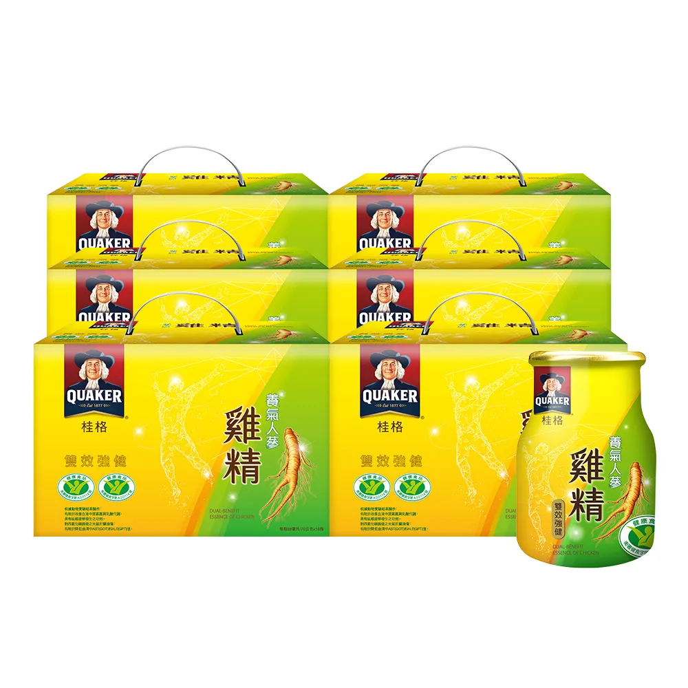 【QUAKER 桂格】養氣人蔘雞精禮盒68mlx18入x6盒(共108入  送禮推薦/中秋禮盒)