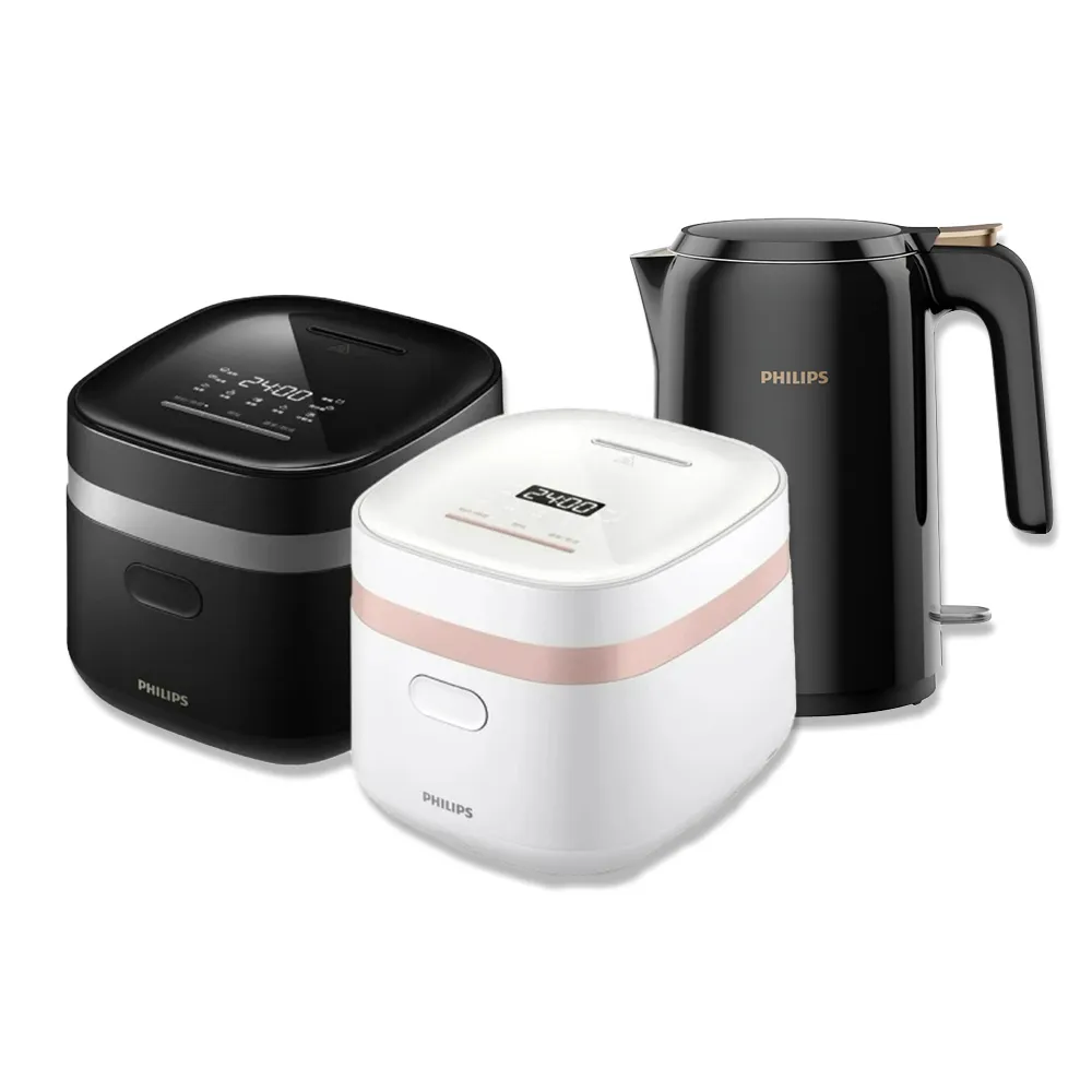 【Philips 飛利浦】迷你電子鍋-小香鍋+不鏽鋼快煮壺1.5L(HD3073+HD9389)