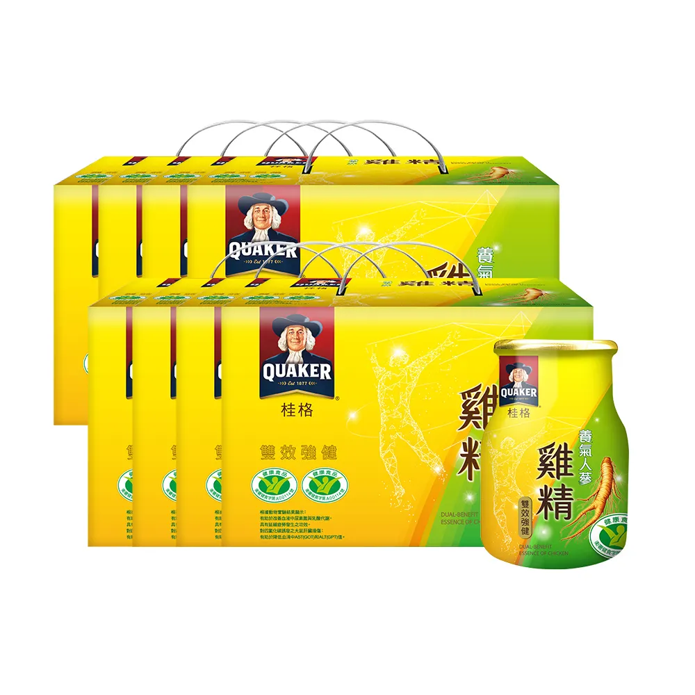 【QUAKER 桂格】養氣人蔘雞精禮盒68mlx18入x8盒(共144入 送禮推薦/中秋禮盒)