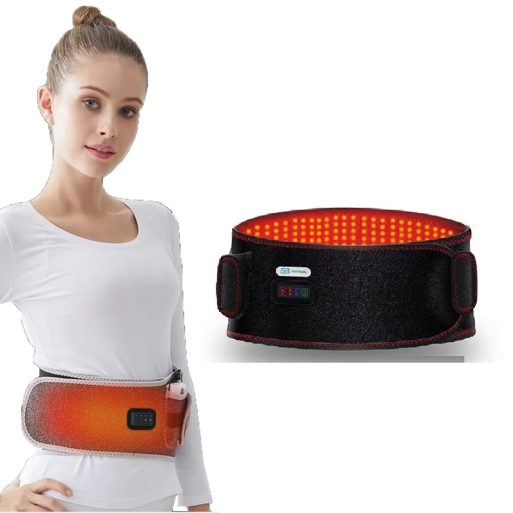 【Smart bearing 智慧魔力】至尊款紅光充電式 熱敷震動按摩 無線彈力鬆緊護腰帶(4鍵功能/3段溫控/定時)