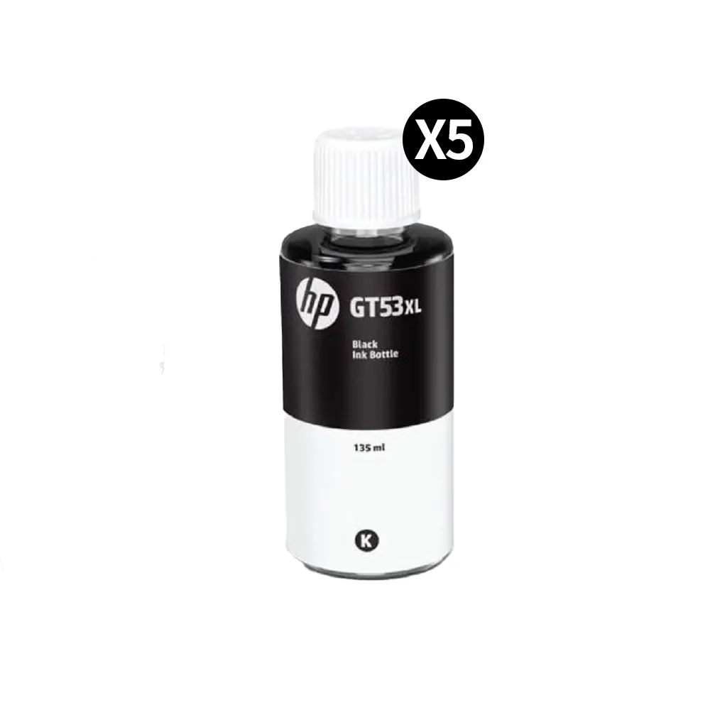 【HP 惠普】官方直營 5入組★GT53XL 黑色墨水瓶(1VV21AA)(Smart Tank215/520/615/580/725/755/795)