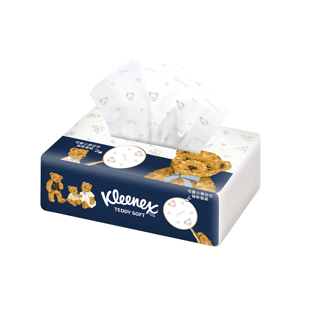 【Kleenex 舒潔】Teddy Soft小熊印花抽取面紙 100抽/包