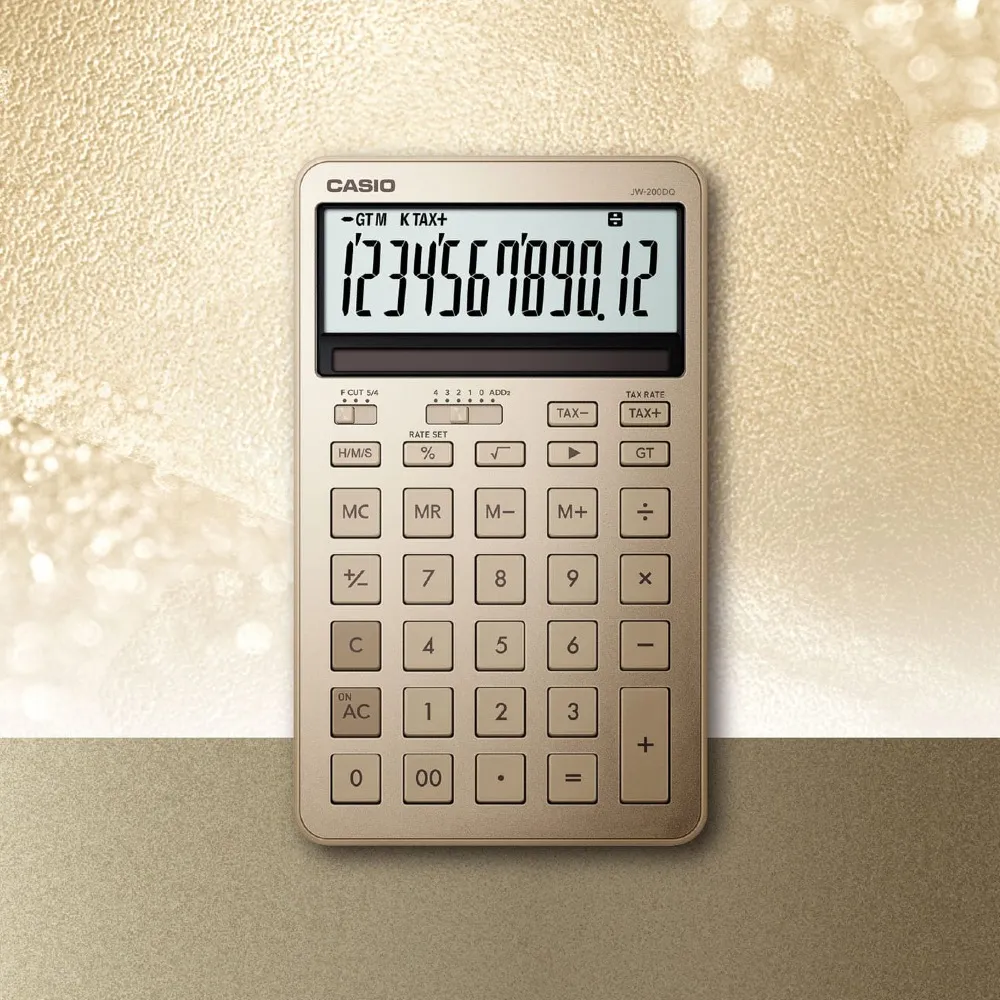 【CASIO 卡西歐】12位數 時尚計算機(JW-200DQ-GD)
