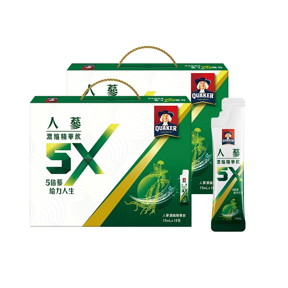 【QUAKER 桂格】5X人蔘濃縮精華飲15ml×18入x2盒(共36入)