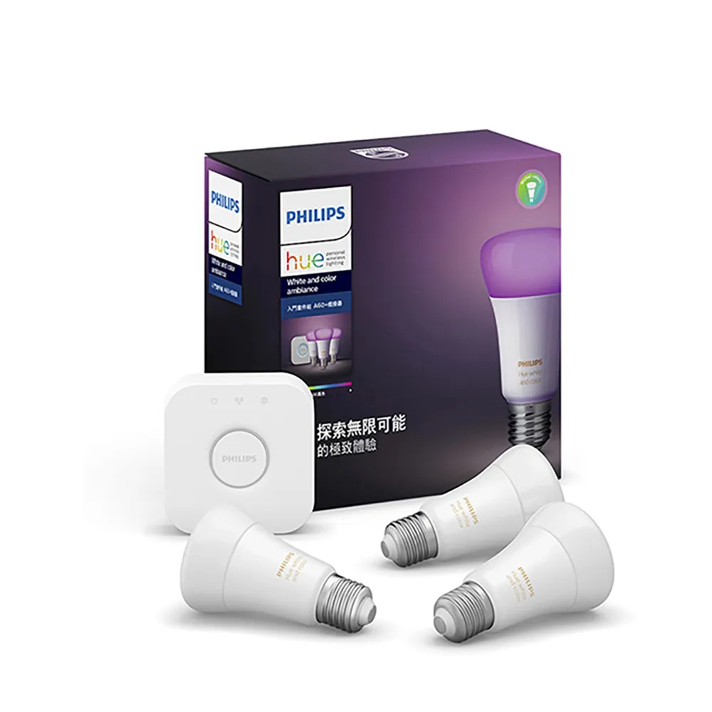 【PHILIPS 飛利浦照明】Hue智慧照明 入門套件組-藍牙版燈泡+橋接器(PH02N 支援HomeKit/Google系統)