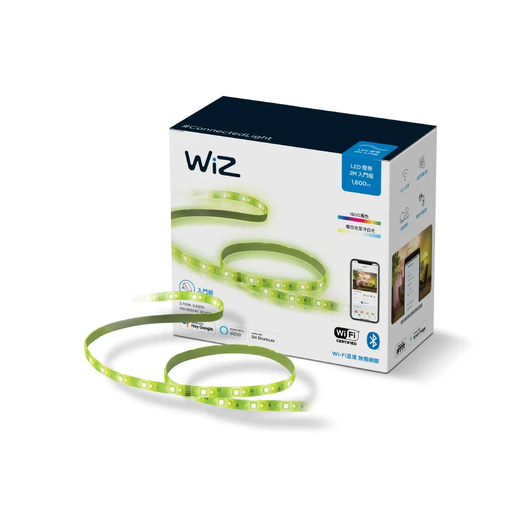 【PHILIPS 飛利浦照明】Wi-Fi WiZ 智慧照明 2M全彩燈帶(PW01N)
