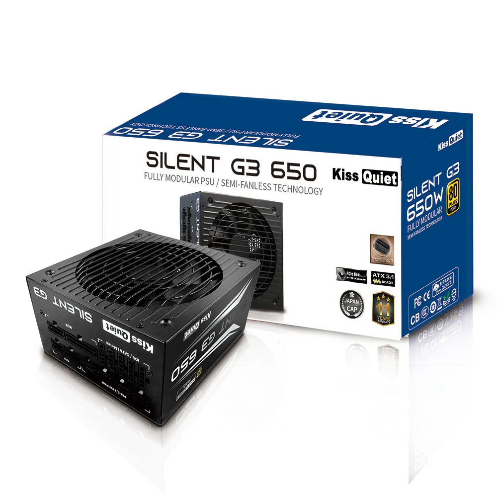 【KISS QUIET】凱斯克 Silent G3-純黑 650W-ATX 3.1(金牌 全模組 電源供應器  PCIE5.1)