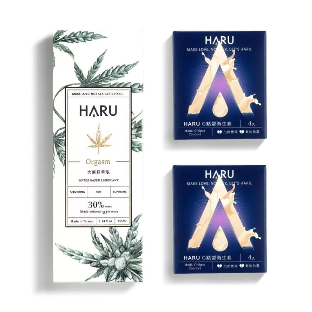 【HARU 含春】G點王者必備組合(Orgasm潤滑液+G點型保險套8入 MOMO獨家)