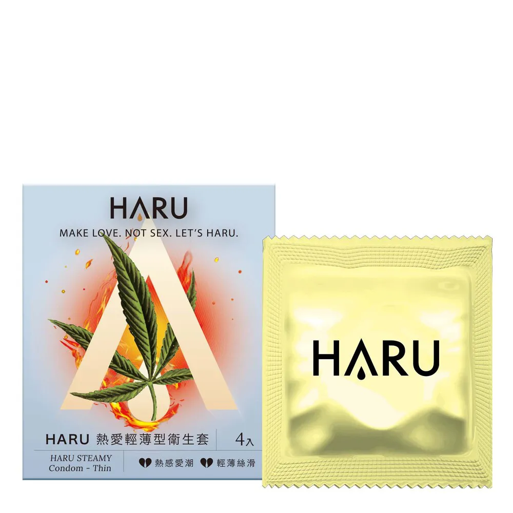 【HARU 含春】STEAMY THIN 熱愛輕薄型保險套4入/盒(熱感極薄 衛生套 安全套)