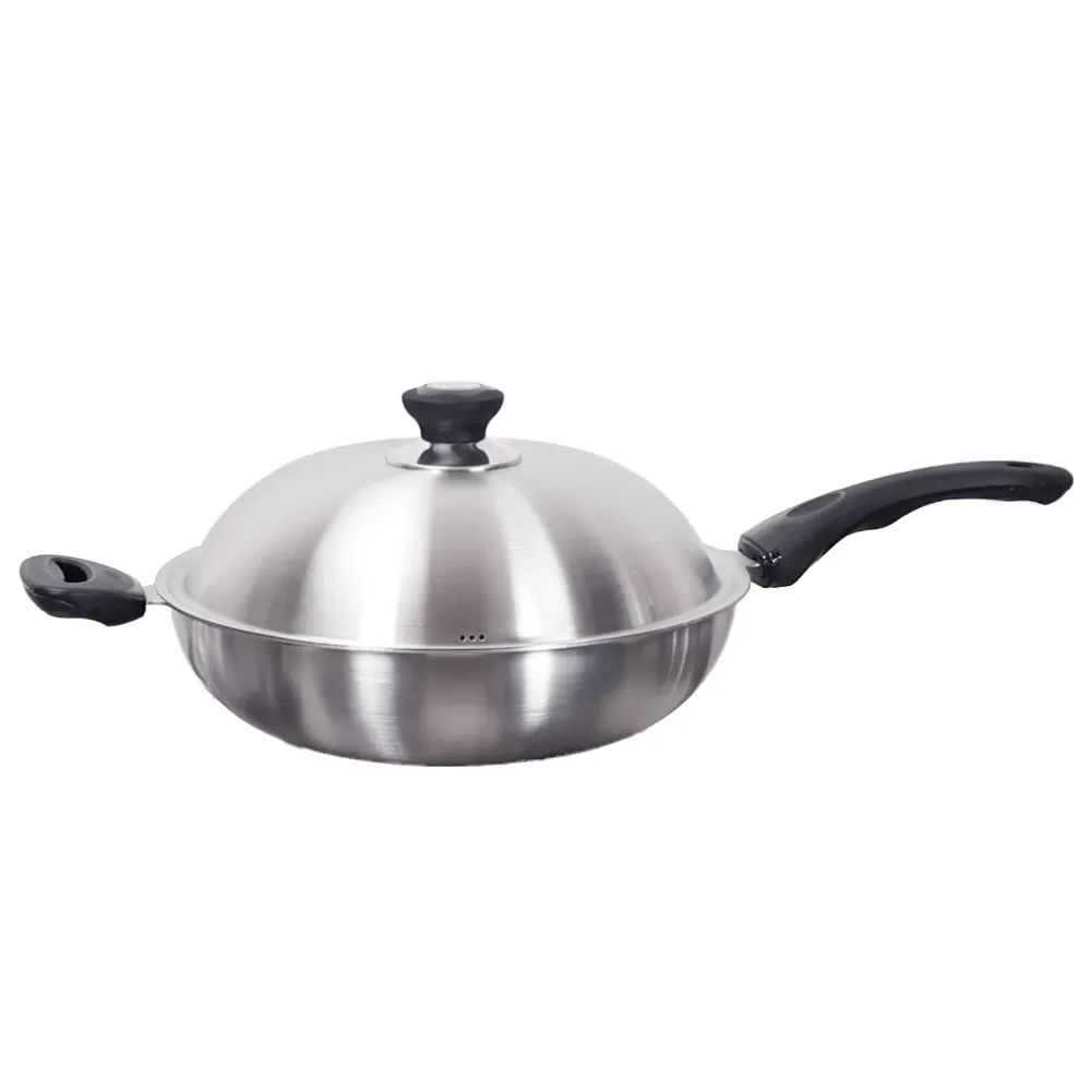 【CHEF 掌廚】台灣製極厚316不鏽鋼五層複合金炒鍋33CM(不挑爐具/可替換把手)