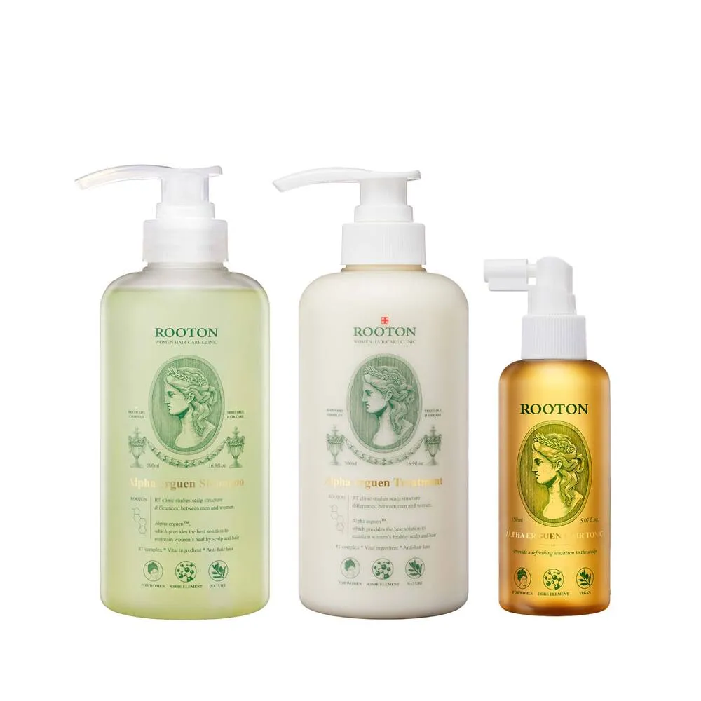 【ROOTON】甦活植萃完善修護組-洗髮精500ml+護髮素500ml+養髮液髮根噴霧150ml(產婦友善)