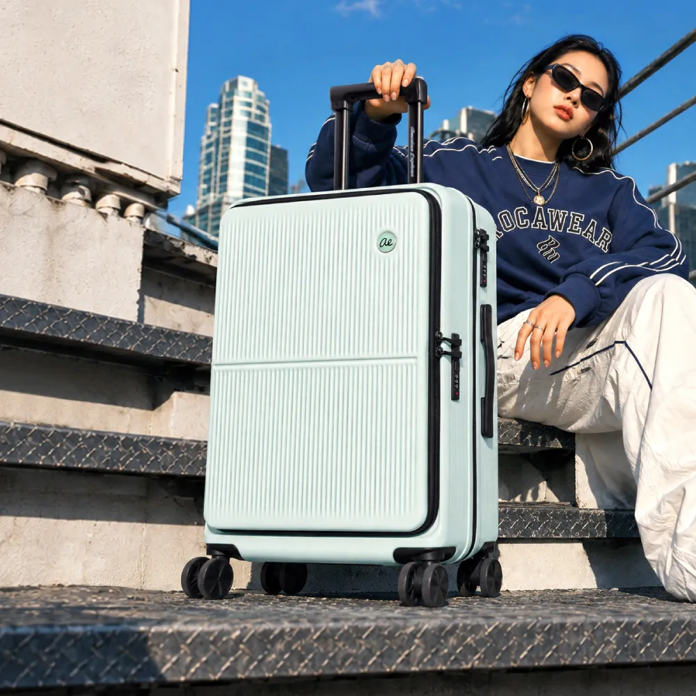 【American Explorer 美國探險家】24吋 前開式+對開式 行李箱 雙排輪 霧面防刮 CF39 兩用箱 旅行箱 雙開箱