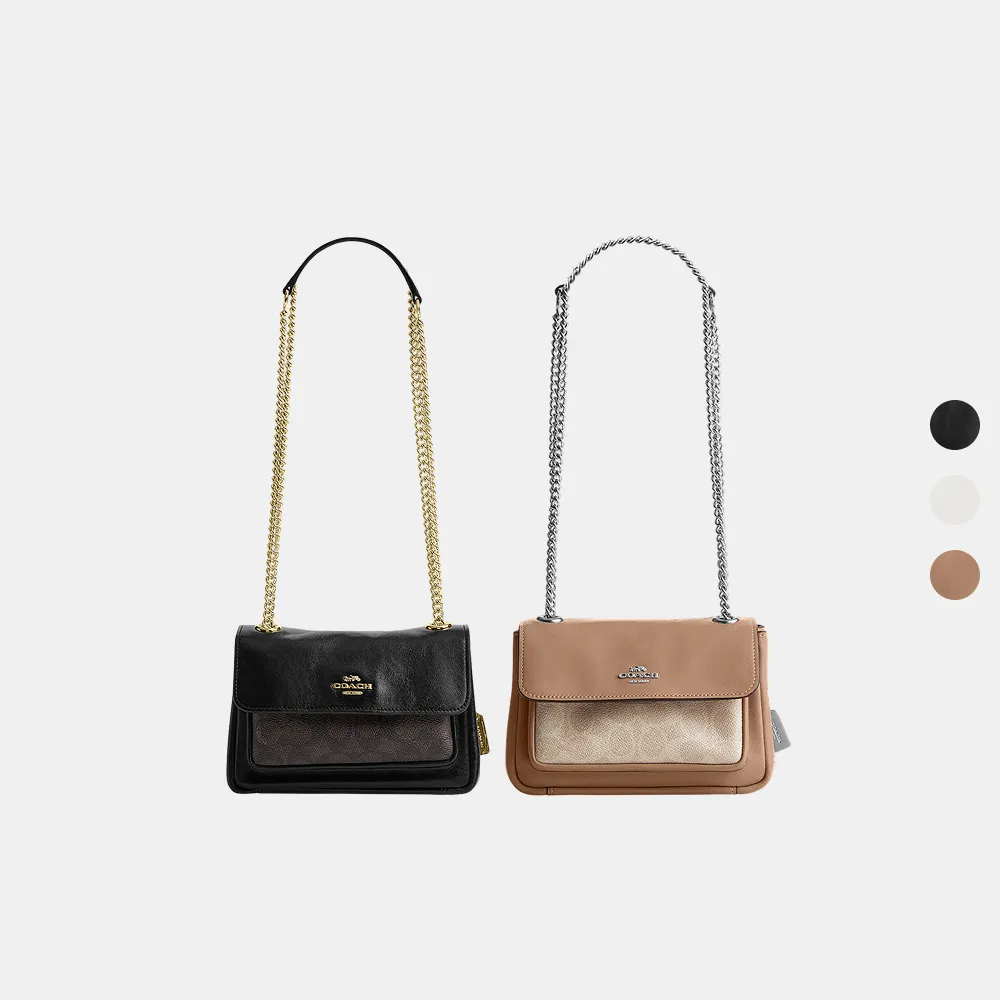 【COACH】蔻馳官方直營 ELODIE 18 經典SIGNATURE斜背手袋 斜背包 側背包 斜挎包-多色任選(CEU11/CEU13)