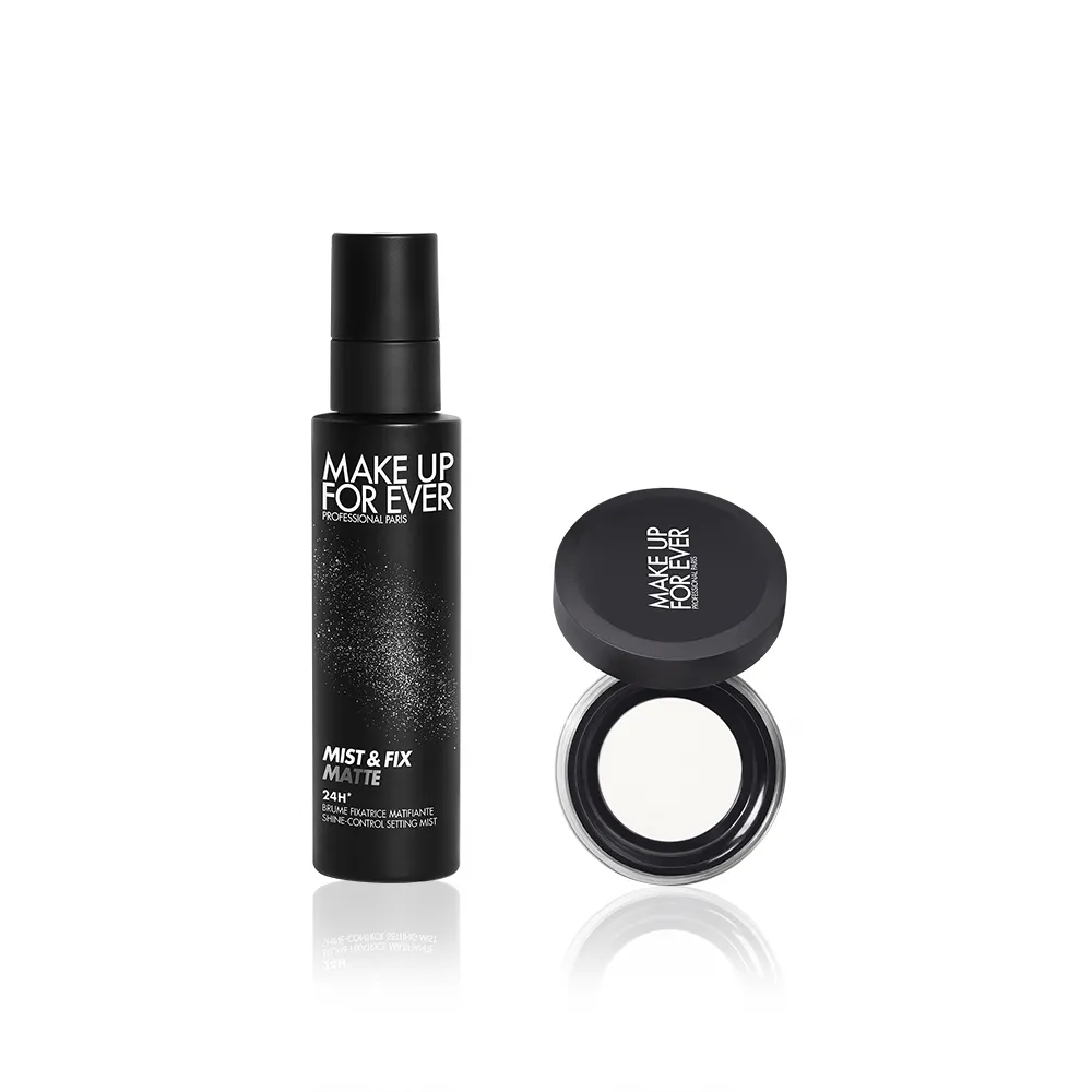 【MAKE UP FOR EVER】控油定妝全能組(超光肌控油定妝噴霧100ml+粉無痕光圈蜜粉4g)