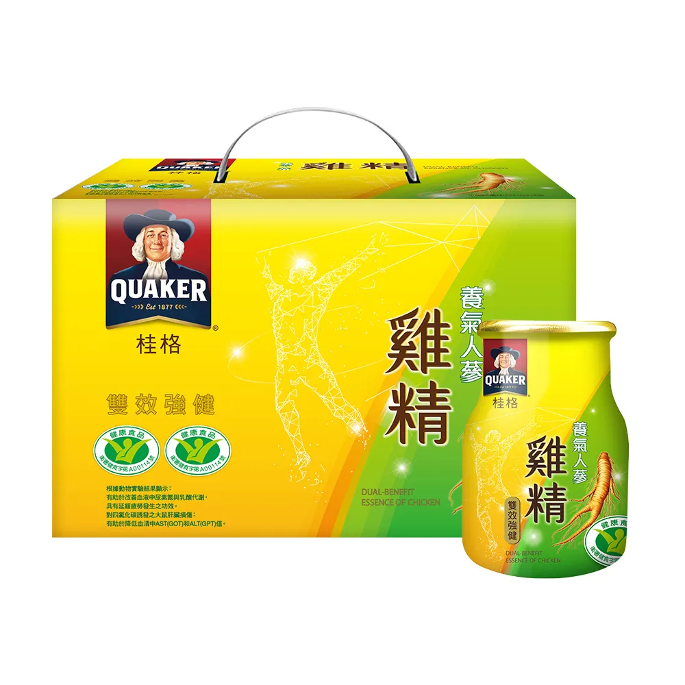 【QUAKER 桂格】(分次配)氣人蔘雞精禮盒68ml×18入×1盒(共18入 送禮推薦/中秋禮盒)