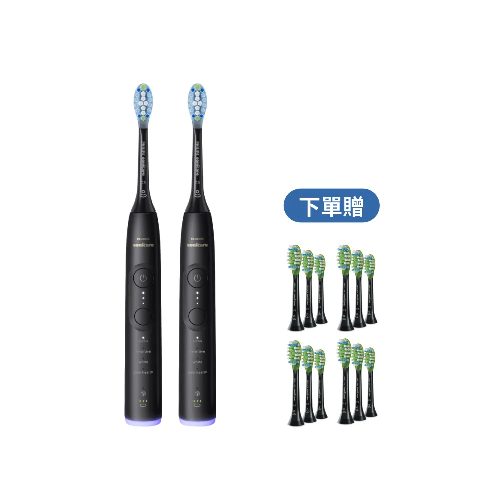 【Philips 飛利浦】momo獨家 HX7421/12 全能亮白音波電動牙刷 2入組-極致黑 (官方直營/momo集資)