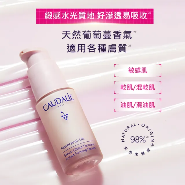 【CAUDALIE 歐緹麗】白藜蘆醇立體緊緻精華 30ml(緊緻/哈佛研發/撫紋)