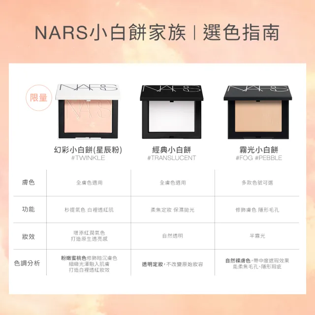 【NARS】官方直營 裸光蜜粉餅(小白餅/裸膚色/星河紫/星辰粉/定妝蜜粉/新品上市/雙11限定)