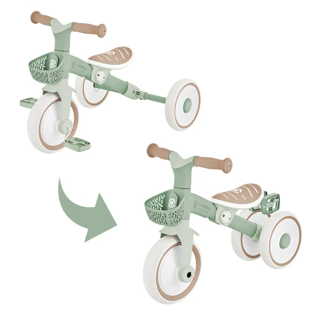 【GLOBBER 哥輪步】官方直營 LEARNING TRIKE 2合1 PLUS多功能滑步腳踏車-法式開心果(滑步車、三輪車)