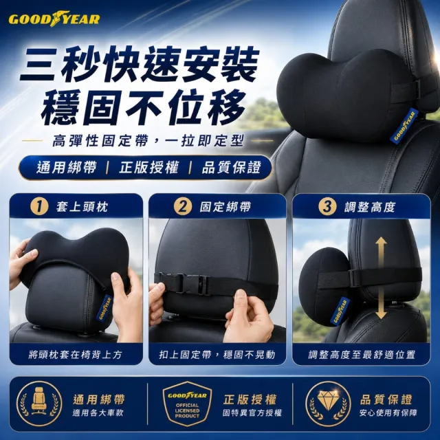 【GOODYEAR 固特異】記憶減壓頭枕 減壓頭枕｜汽車頭枕｜記憶泡棉頭枕