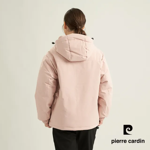 【pierre cardin 皮爾卡登】網路獨家 女款 保暖防風防潑水科技棉連帽外套-粉色(8255761-72)