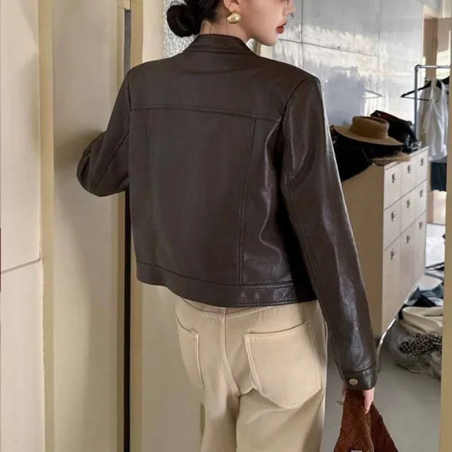 【巴黎精品】女真皮外套真羊皮外套皮衣頂級綿羊皮衣皮外套秋冬外套寬鬆夾克休閒外套大尺碼女裝n1ml32)