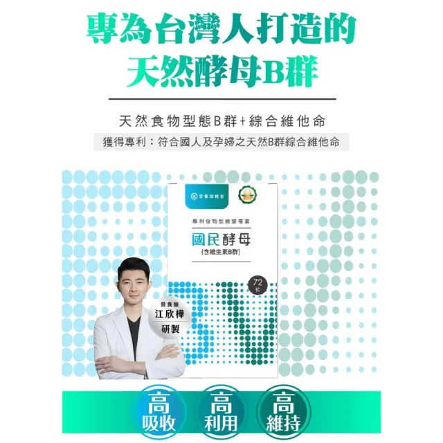 【營養師輕食】國民酵母B群綜合維他命(一瓶72粒 全食物型態 高達22種營養素 孕婦綜合為他命)
