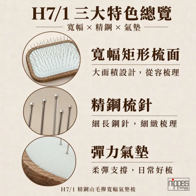 【Nippes Solingen 尼佩斯索林根】nippes德國皇家御用典藏精鋼寬幅氣墊梳