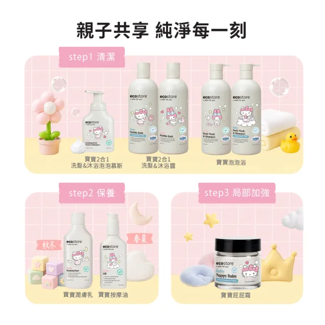 【ecostore 宜可誠】三麗鷗系列-純淨寶寶按摩油125ml(無香精/無酒精/無防腐劑/天然植物油)
