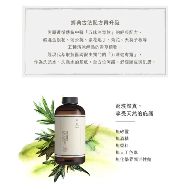 【阿原】艾草洗澡水500mLx3(沐浴乳)(清潔同時保養)