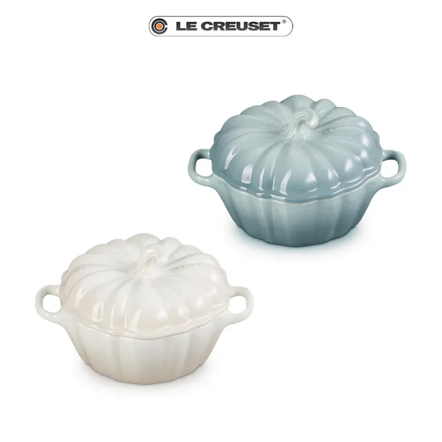 【Le Creuset】瓷器萬聖節南瓜烤盅350ml(海洋之花/蛋白霜 2色可選)