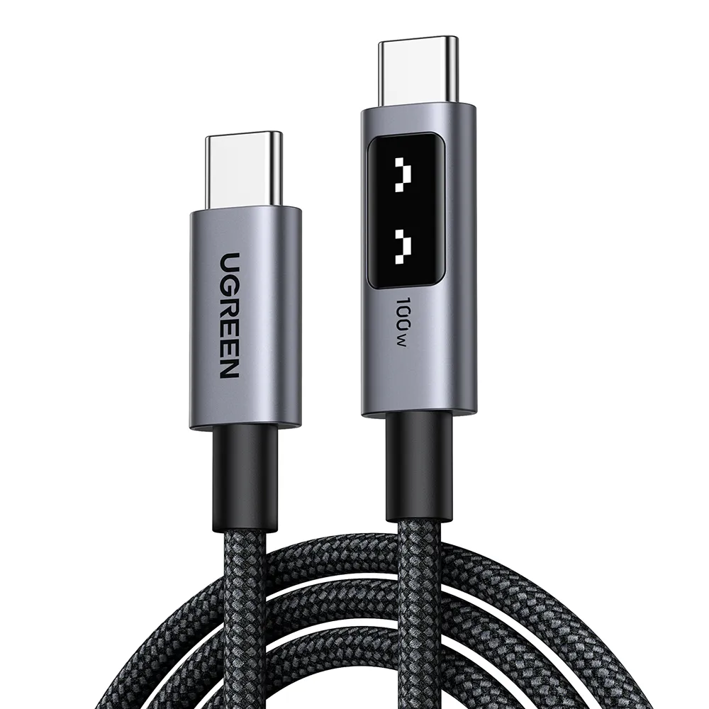 【綠聯】綠聯 小機器人 100W 雙USB-C 深空灰 充電線/傳輸線 2公尺(UGREEN/PD快充/Type-C/編織線/C-C/2M)