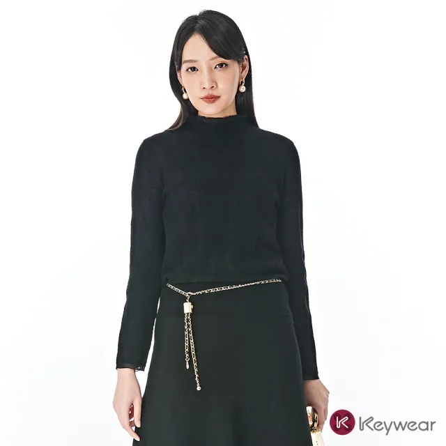 【KeyWear 奇威名品】緹花織紋羊絨針織毛衣(共3色)
