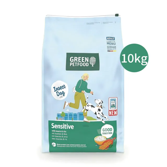 【Green Petfood 綠自然】即期良品 昆蟲蛋白+大米 無麩質低敏成犬飼料 10KG(狗飼料 效期20270304)
