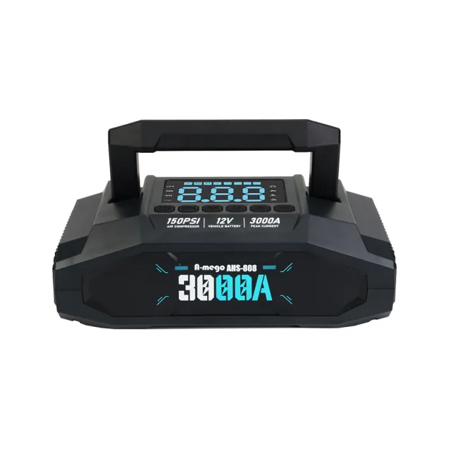 【A－mego】AHS-808｜「官方旗艦店」賽道黑曜版 20000mAh 4in1 旗艦級 25mm大氣缸極速打氣機・強悍救車電霸