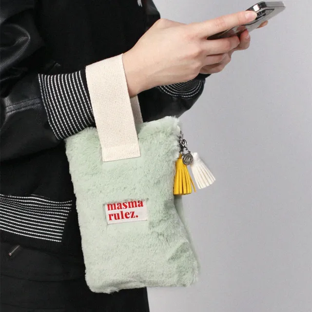 【Masmarulez】Strap 手提收納包｜毛絨淺色系列