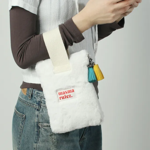 【Masmarulez】Strap 手提收納包｜毛絨淺色系列
