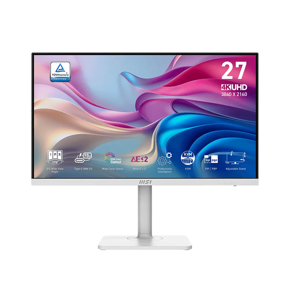 【MSI 微星】MODERN MD272UPHW 27型 IPS 4K UHD 60Hz 美型螢幕 白色 (Type-C/HDMI/DP)