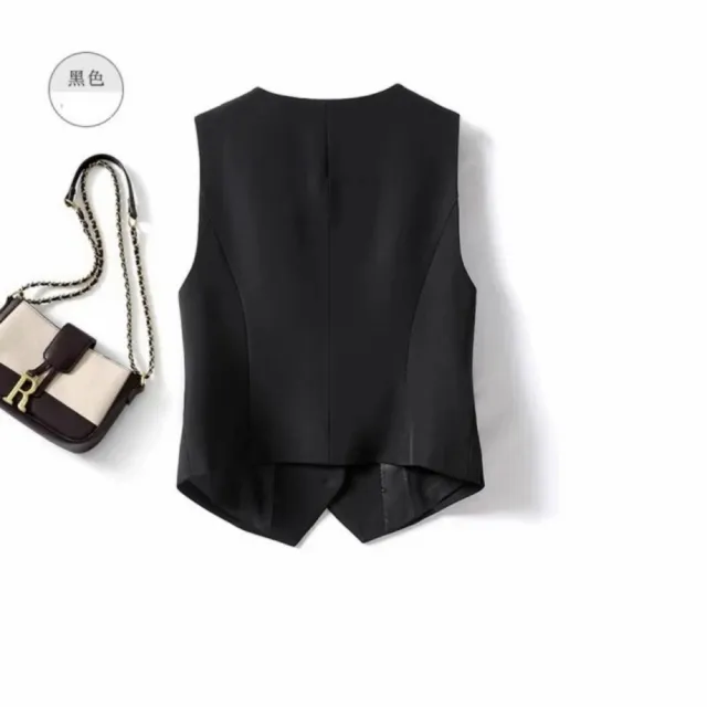 【米蘭精品】現貨出清 西裝背心無袖西服(V領收腰顯瘦復古女馬甲外套t1jy8)