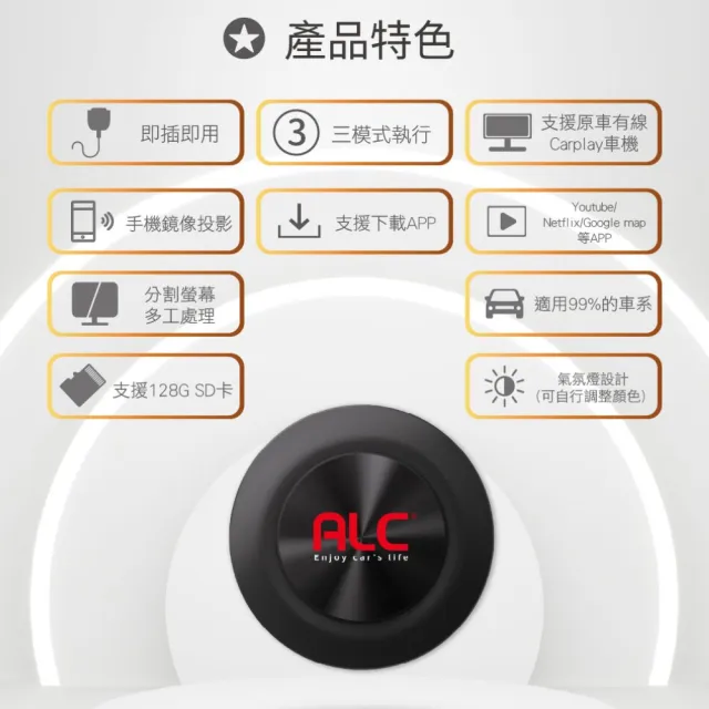 【ALC】官方旗艦館 i8 Carplay 車用多媒體盒 | 八核心+128GB安卓車機機上盒