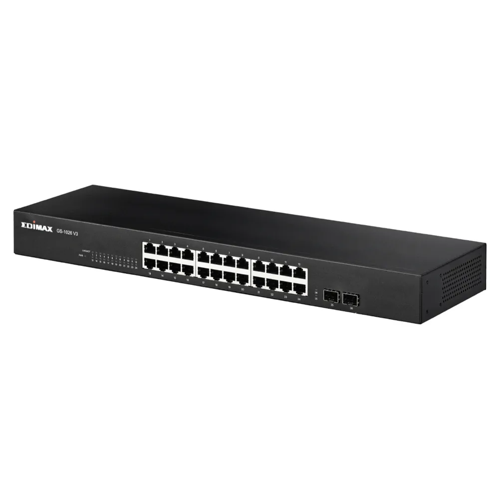 【EDIMAX 訊舟】GS-1026 V3 26埠Gigabit網路交換器(含2個SFP埠)