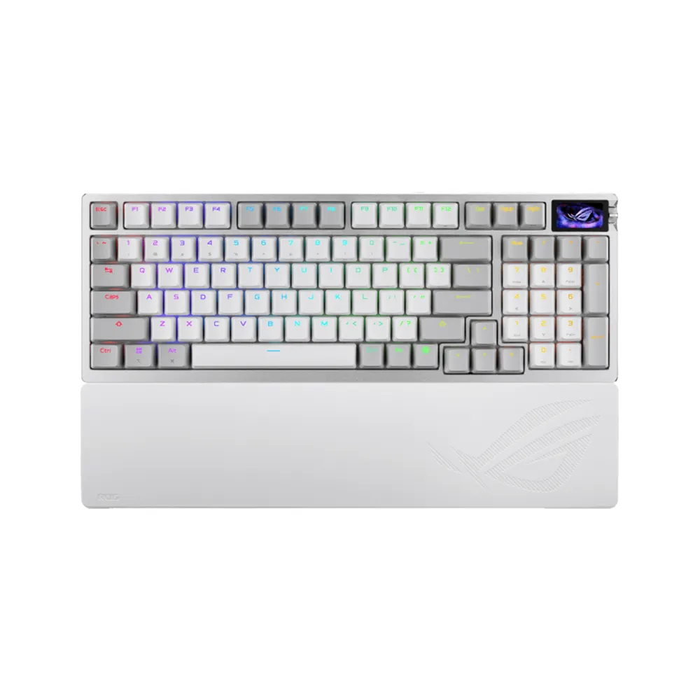 【ASUS 華碩】Azoth 96 HE Gaming Keyboard 無線電競鍵盤 - 白色(ROG HFX V2 磁性軸)