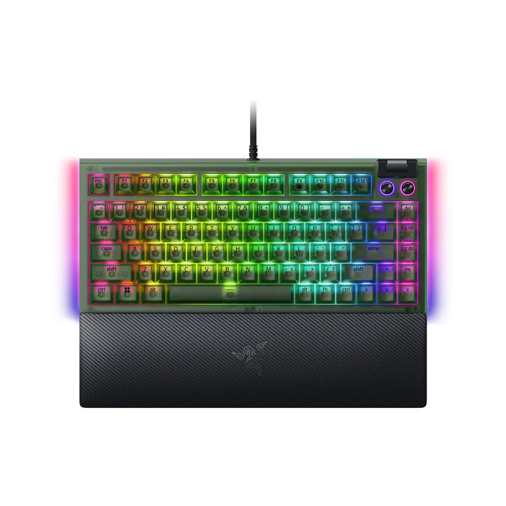【Razer 雷蛇】BlackWidow黑寡婦V4 75%有線機械式RGB鍵盤Phantom Green Edition(RZ03-05003300-R3M1)