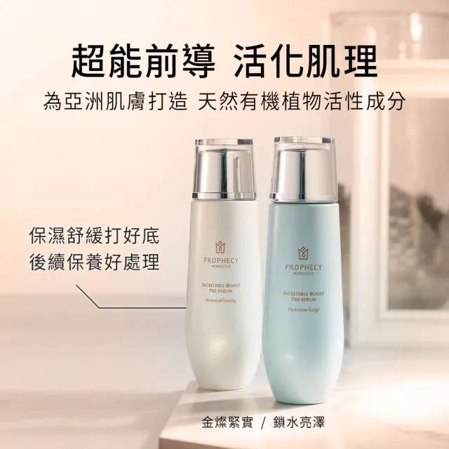 【Prophecy Morocco 鉑翡斯】前導精華露1+1超值組 (金燦緊實 120ml + 鎖水亮澤 120ml)