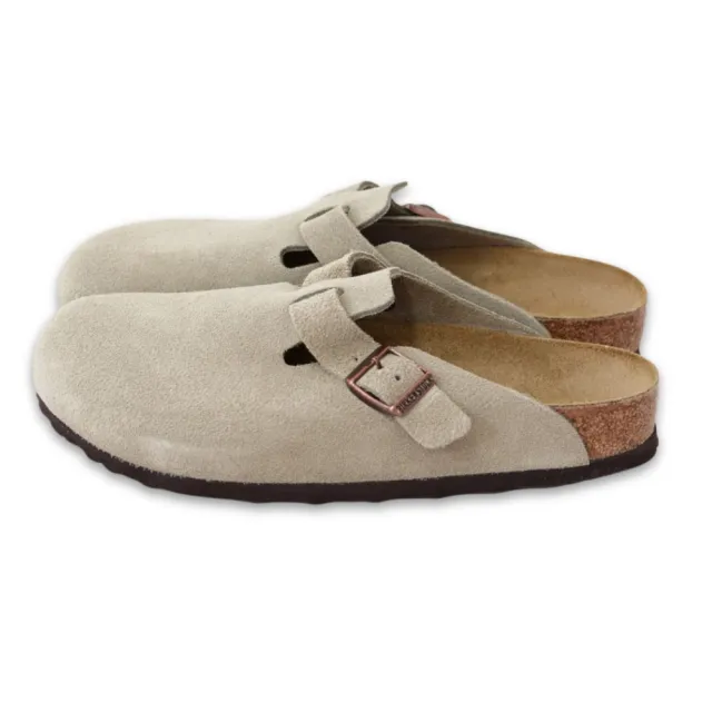 【BIRKENSTOCK 勃肯】Boston 麂皮半包拖鞋 男女 一般寬真皮波士頓 經典懶人鞋 反毛皮穆勒鞋 軟木休閒涼鞋